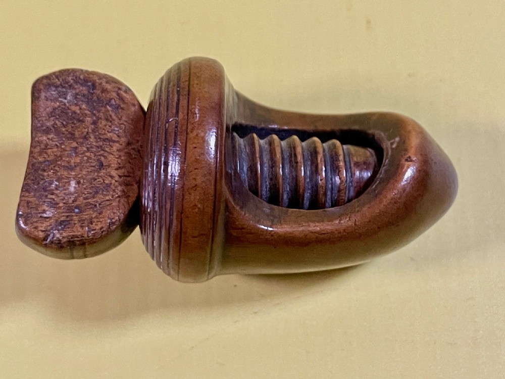 An Antique Treen Georgian Nutcracker - shape of an acorn View III