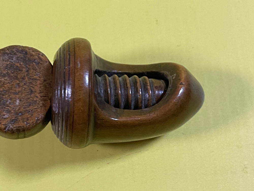 An Antique Treen Georgian Nutcracker - shape of an acorn View V