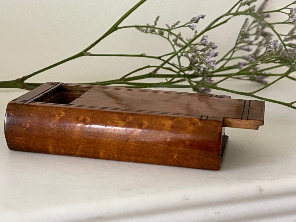 Antique Treen Birds Eye Maple Snuff Box View V