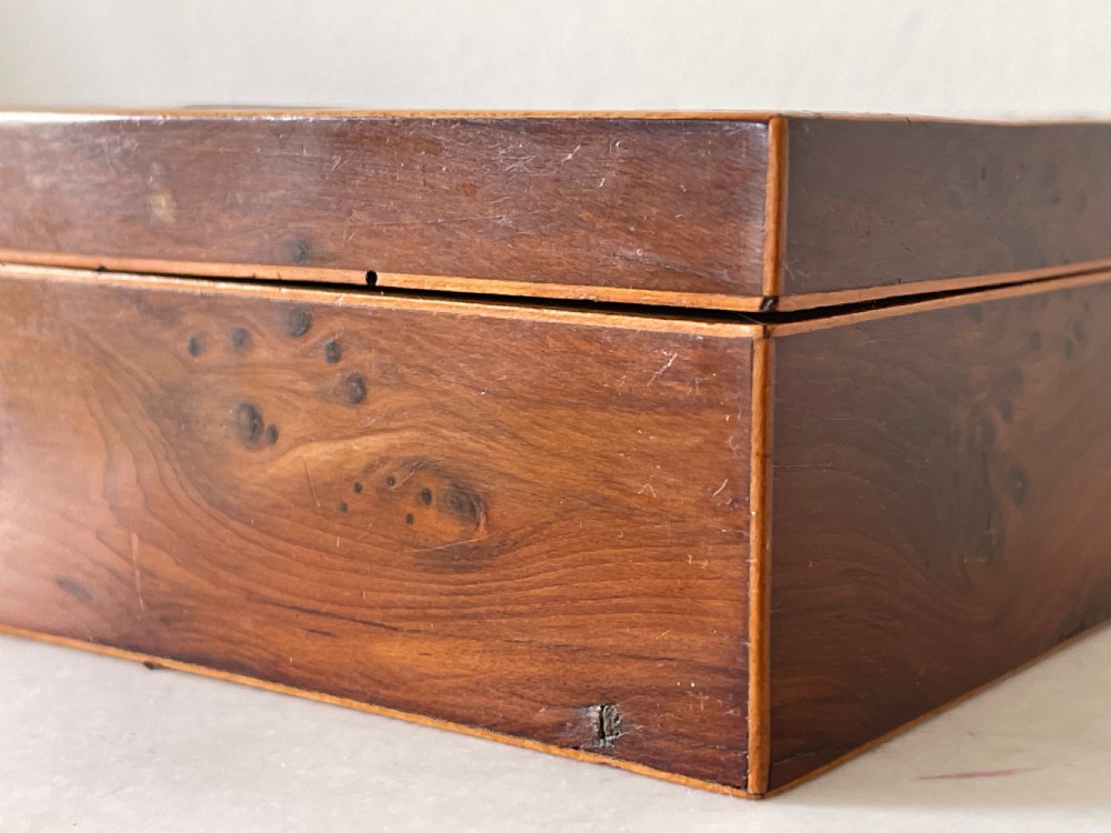 An Antique  Yew Wood Tunbridge Ware Tumbling Block Box View V