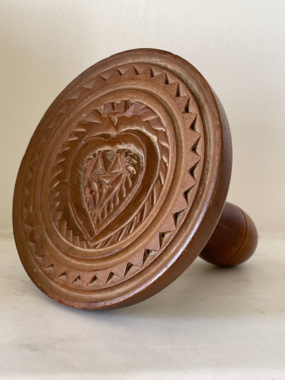 An Unusual Antique Treen Funeral Biscuit Stamp