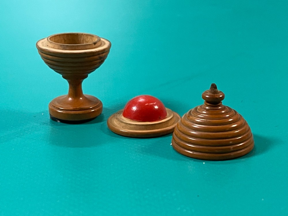 Antique Treen Boxwood Magic Trick - disappearing ball View V