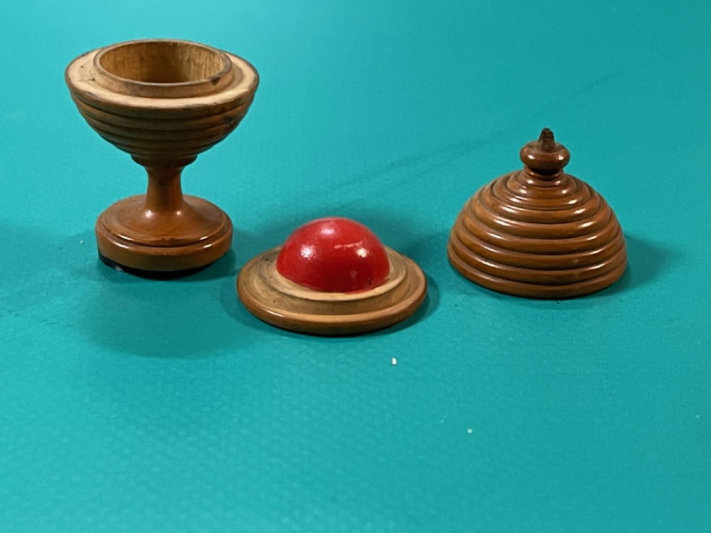 Antique Treen Boxwood Magic Trick - disappearing ball View IX