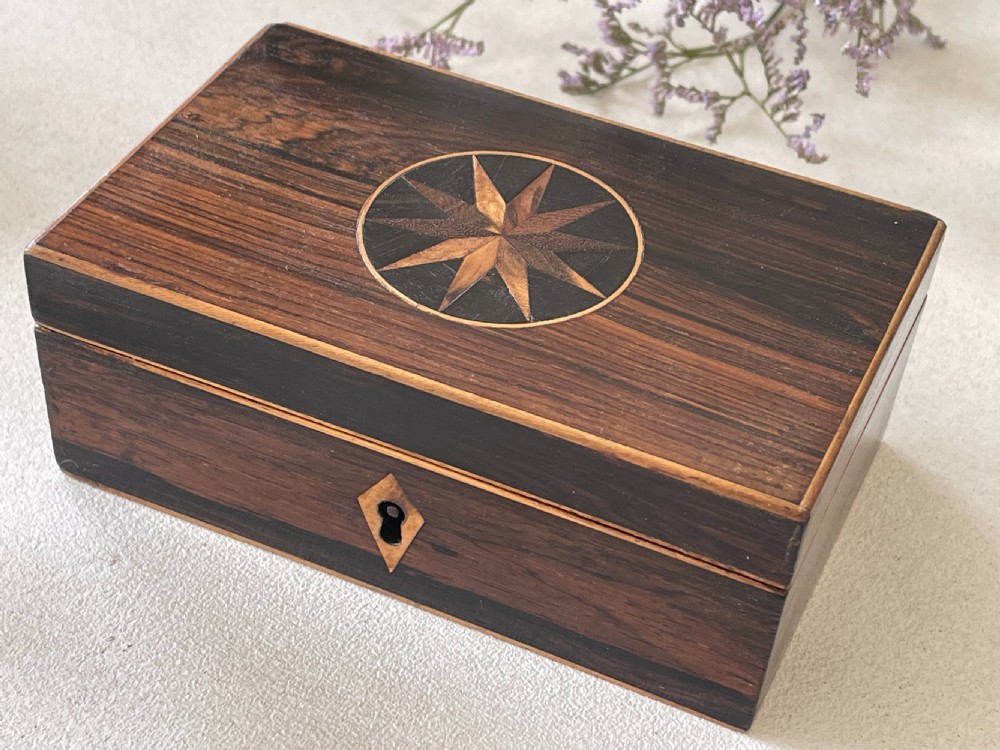 A Small Antique Tunbridge Ware Box - working key View III