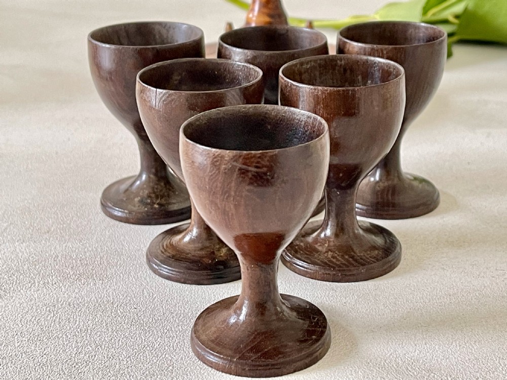 Antique Treen Egg Cup stand & Six Egg Cups View VIII