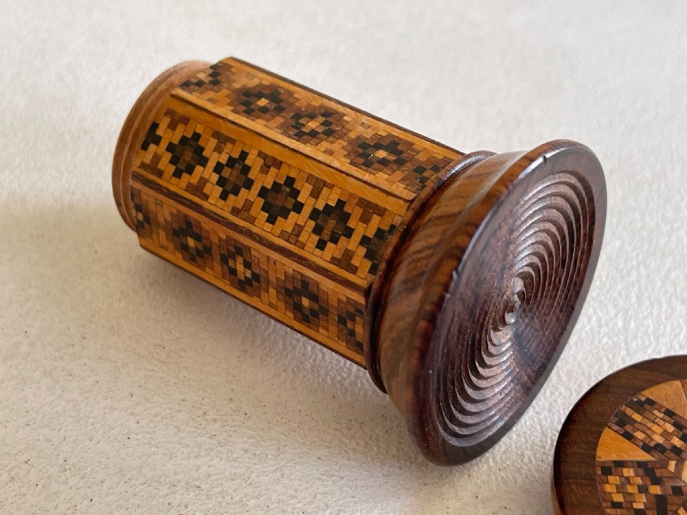 Antique Treen Tunbridge Ware Go to Bed  - octagonal View II
