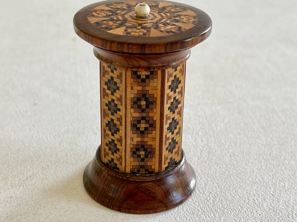 Antique Treen Tunbridge Ware Go to Bed  - octagonal View III