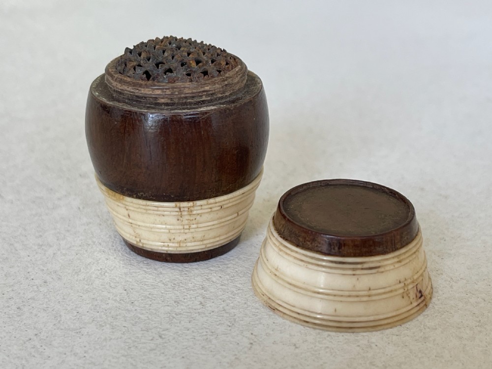Antique Treen & Bone Barrel Nutmeg Grater