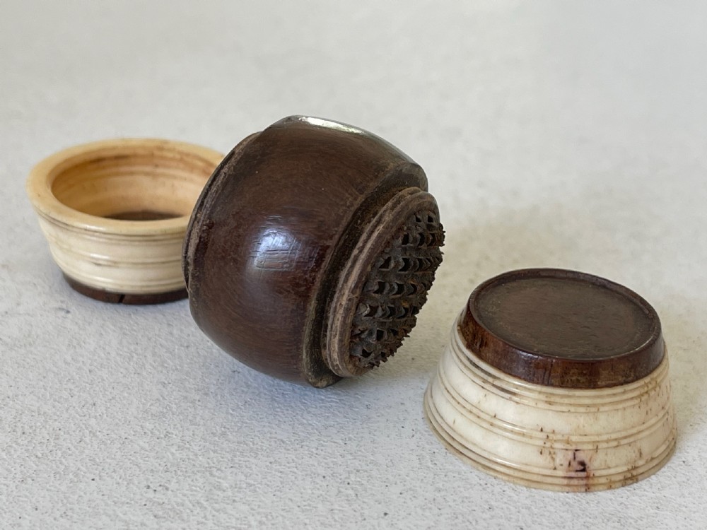Antique Treen & Bone Barrel Nutmeg Grater View III