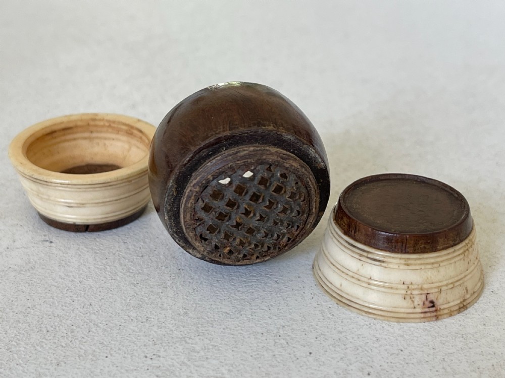 Antique Treen & Bone Barrel Nutmeg Grater View IV