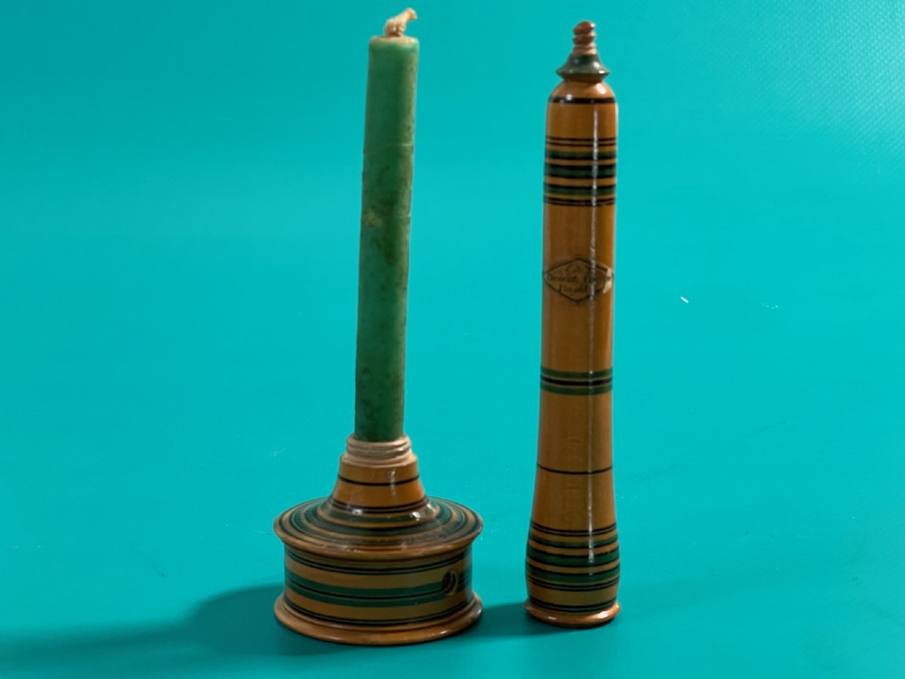 A Rare Tunbridge Ware Travelling Candlestick View VII