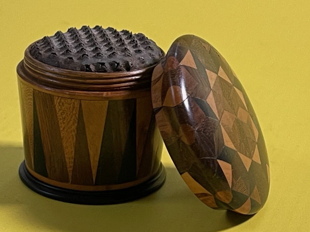 Antique Tunbridge Ware Nutmeg Grater - rare form View VI