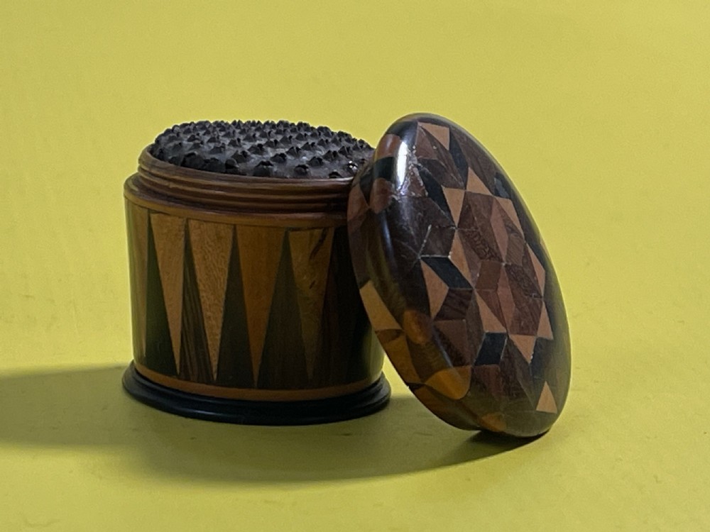 Antique Tunbridge Ware Nutmeg Grater - rare form View VII