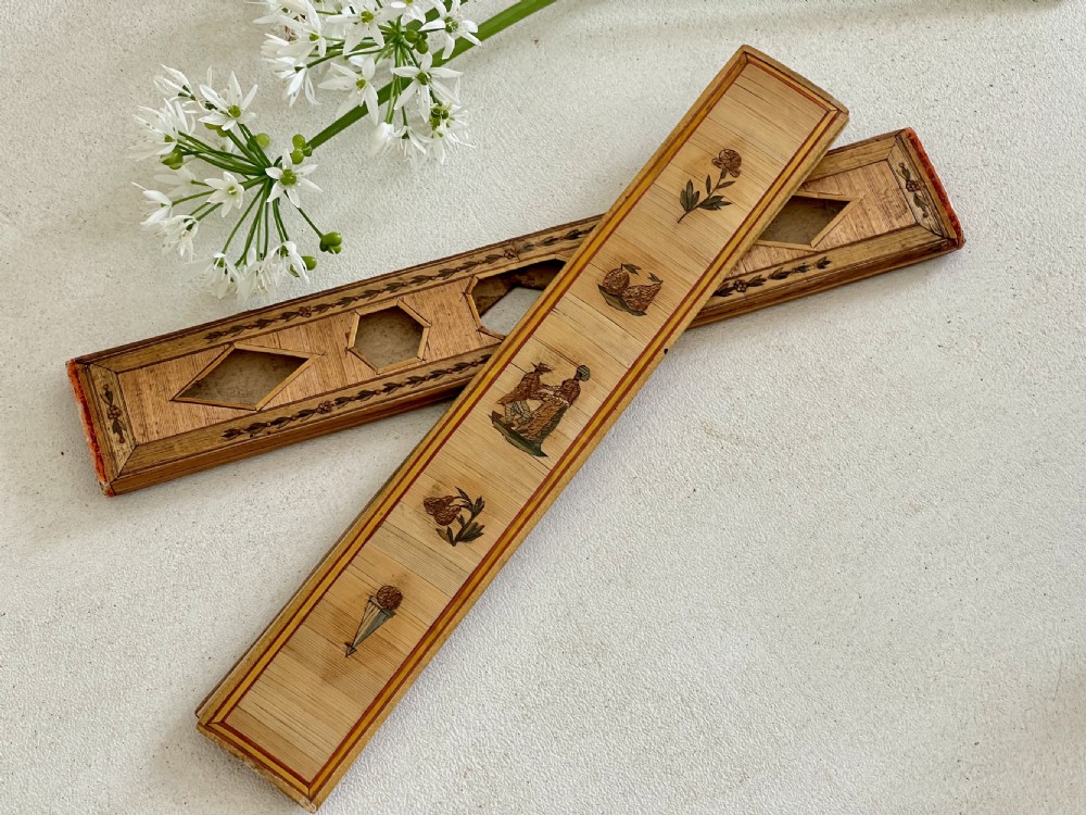 Antique Straw Work Silk Skein Holder View II