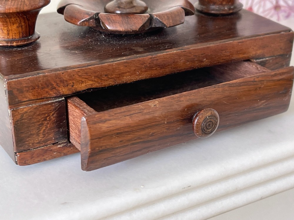 Antique Rosewood Sewing Companion - pin cushions, needles View III