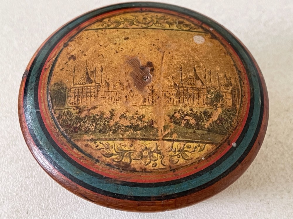 A rare small antique treen spice tower and nutmeg grater. View V