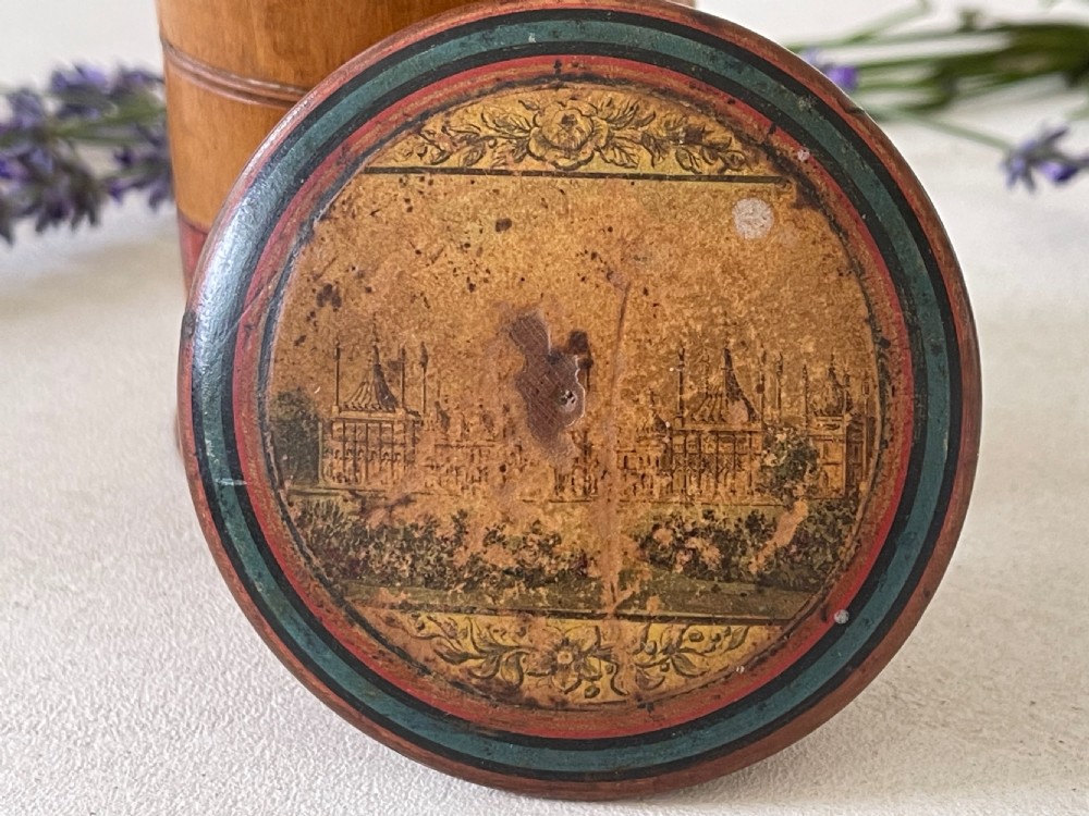 A rare small antique treen spice tower and nutmeg grater. View VIII
