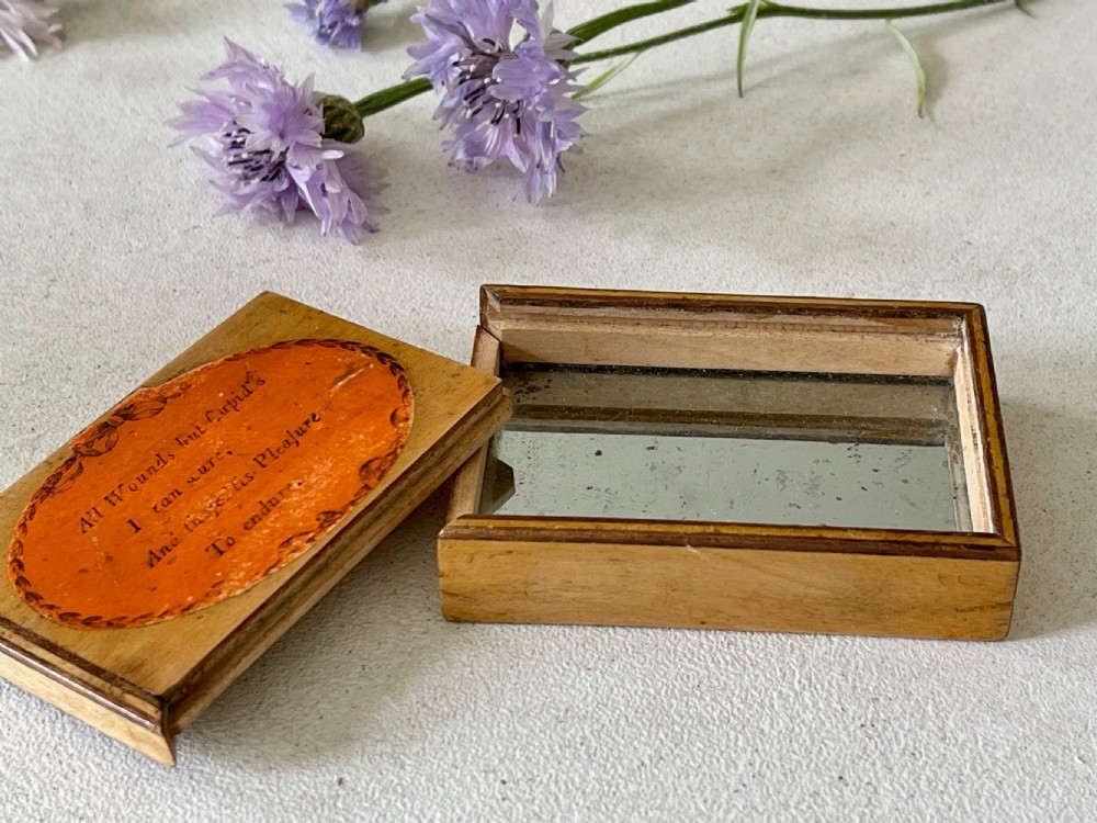 A Georgian whitewood Tunbridge Ware travelling mirror box - treen
