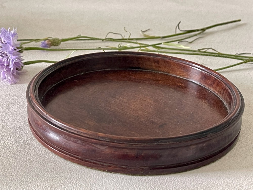Antique Treen Mahogany Wine Coaster