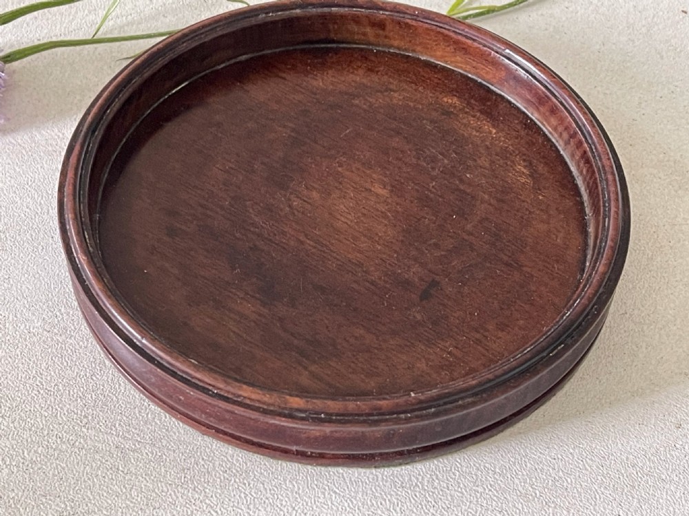 Antique Treen Mahogany Wine Coaster View II