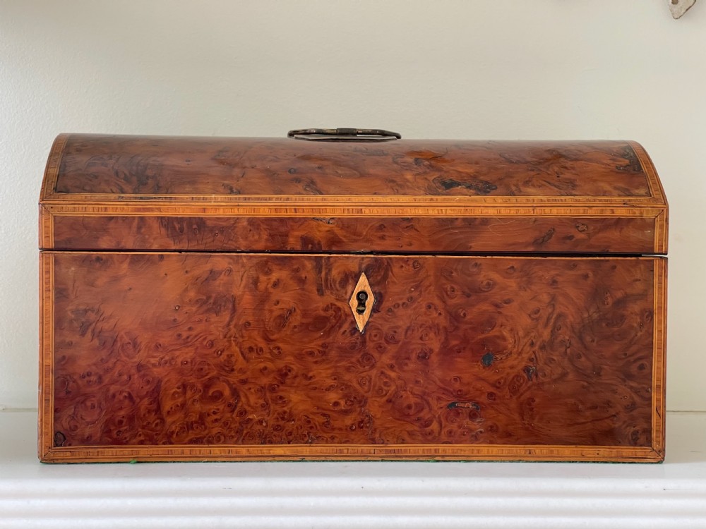 A Georgian Yew Wood Domed Topped Tea Caddy