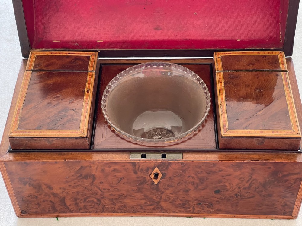 A Georgian Yew Wood Domed Topped Tea Caddy View V