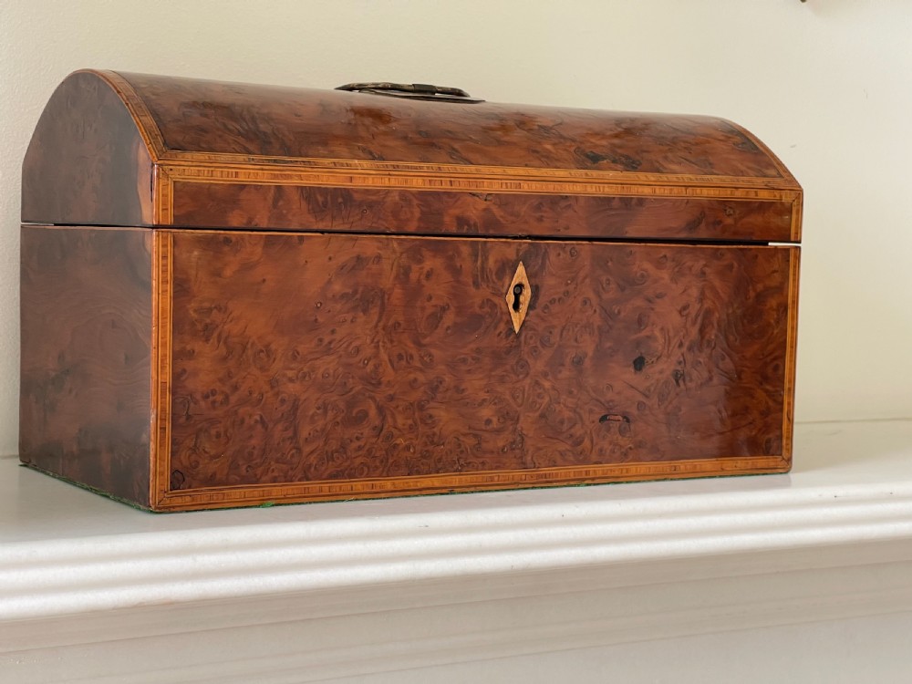 A Georgian Yew Wood Domed Topped Tea Caddy View XI