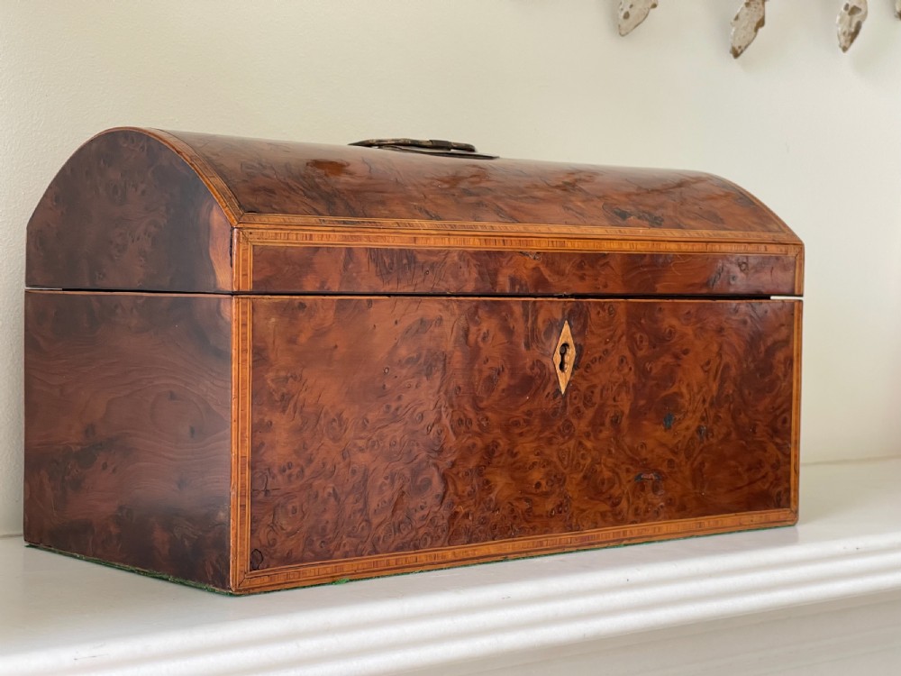 A Georgian Yew Wood Domed Topped Tea Caddy View XII