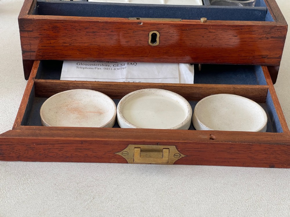 An Antique Artist's Paint Box  - working key, old receipt, lots of contents View VI
