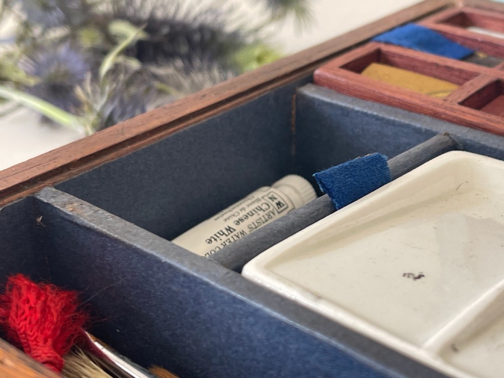 An Antique Artist's Paint Box  - working key, old receipt, lots of contents View VIII