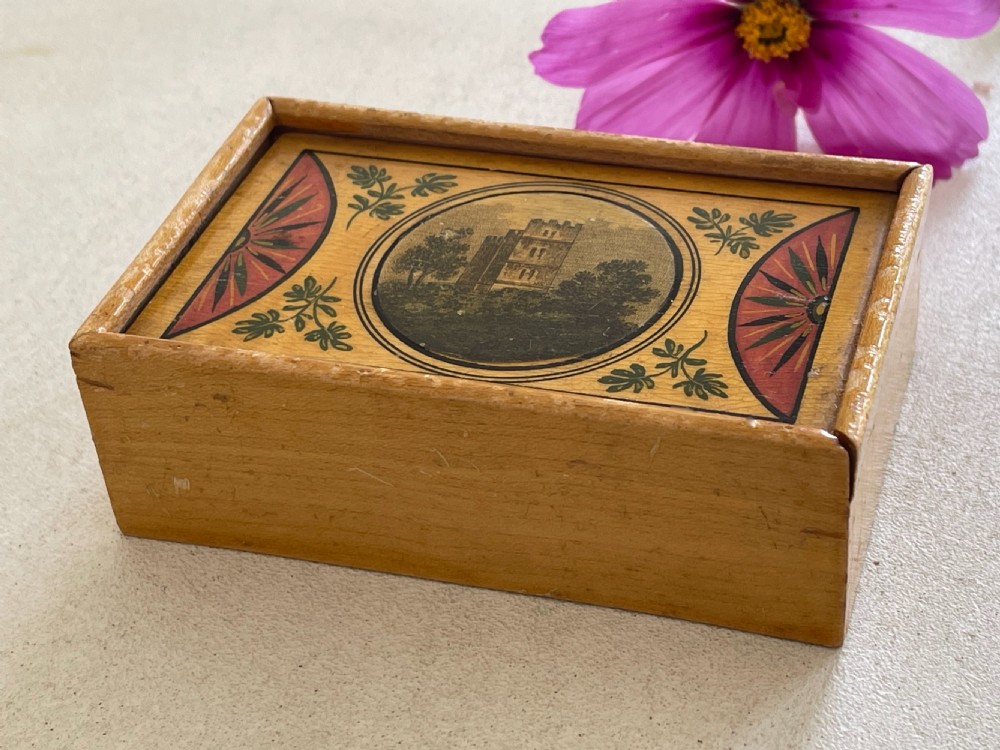 A Small Antique Tunbridge Ware Writing Box - with original ink bottles View III