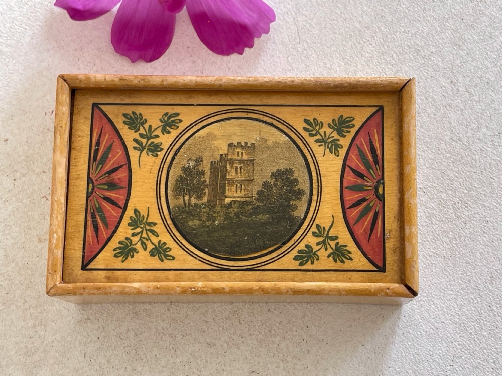 A Small Antique Tunbridge Ware Writing Box - with original ink bottles View IV
