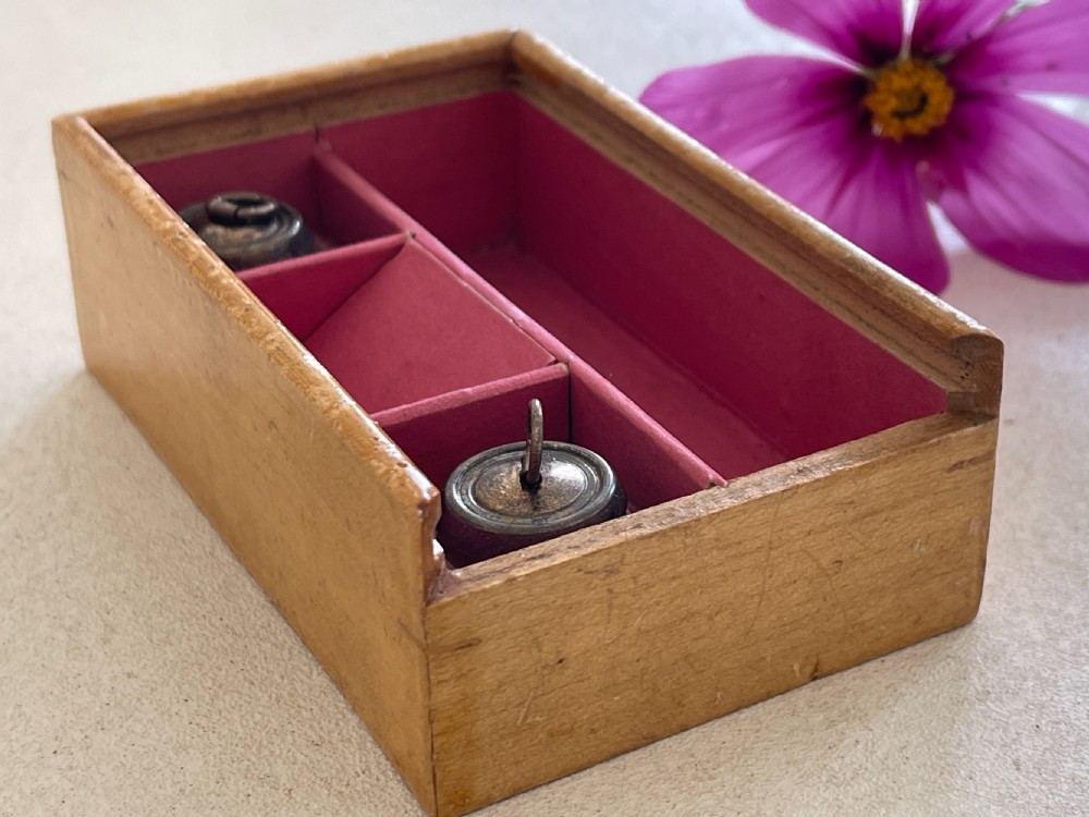 A Small Antique Tunbridge Ware Writing Box - with original ink bottles View VII