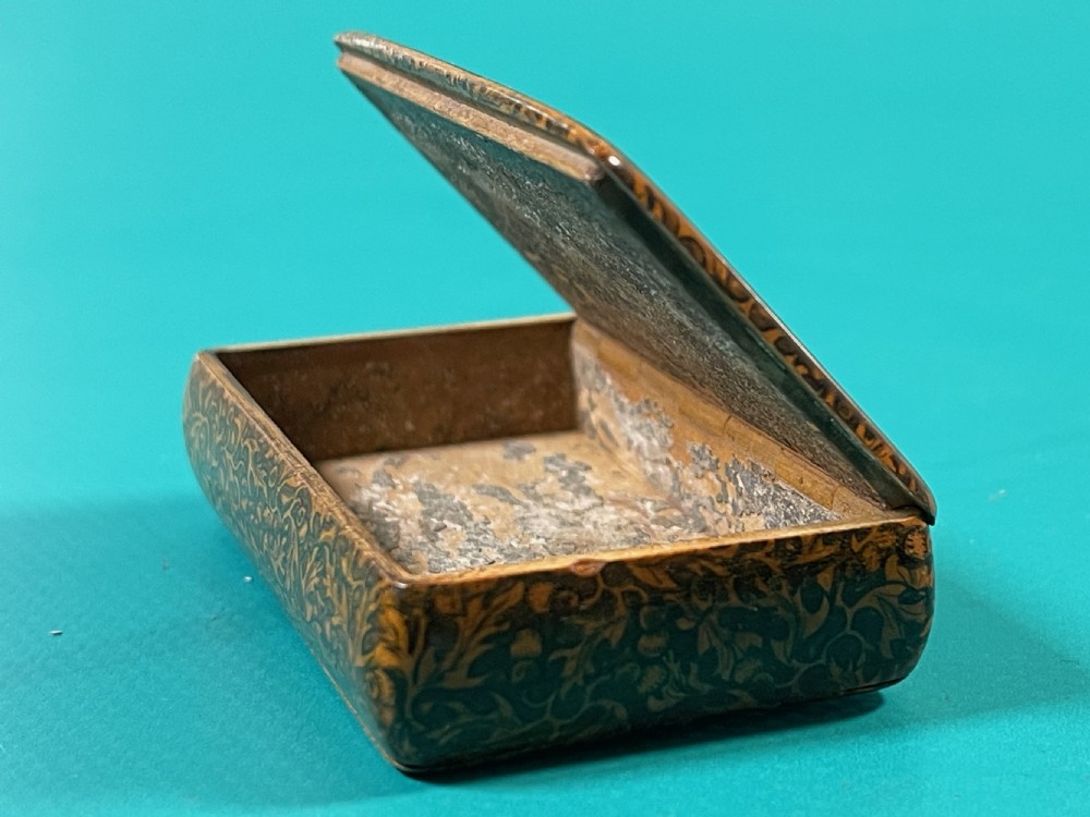 Antique Scottish Penwork Snuff Box - Huntsmen, Hound & Fox View III