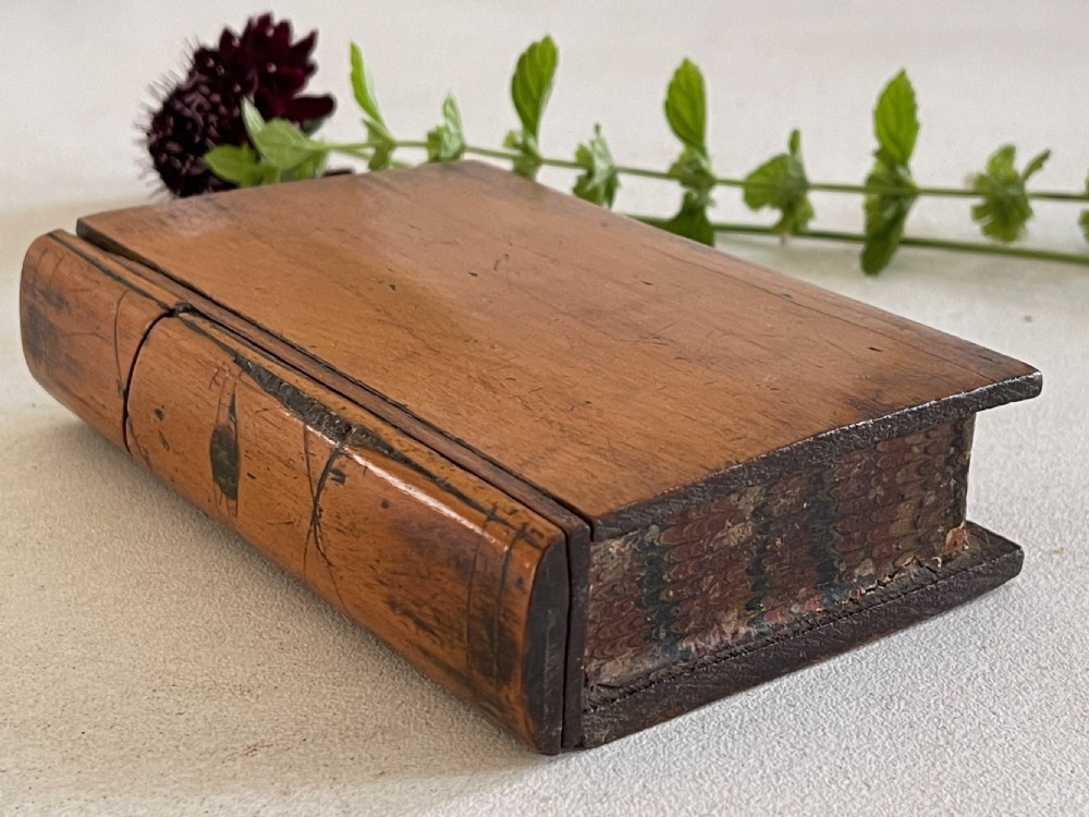 Antique Treen Puzzle  Book Box - money box