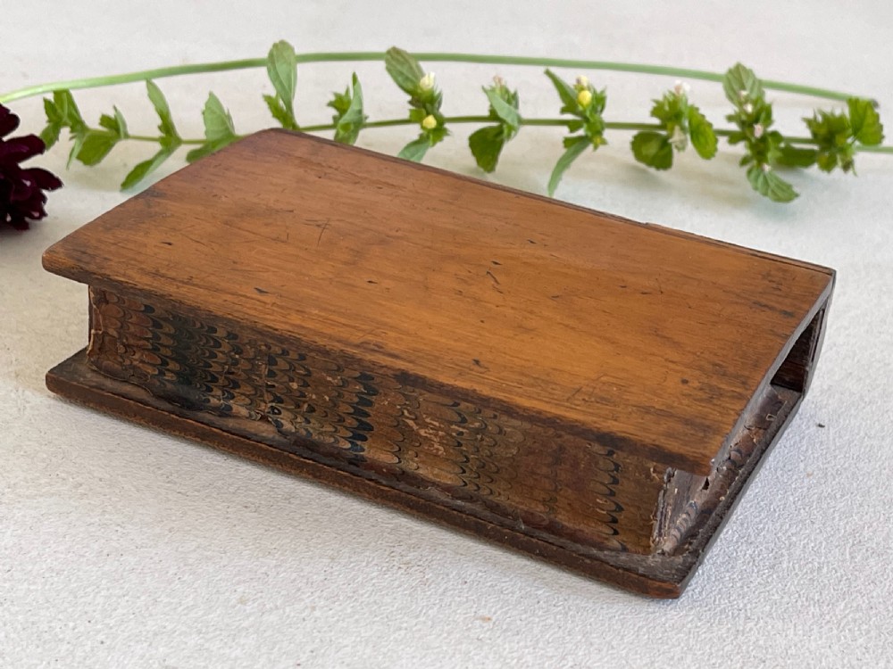 Antique Treen Puzzle  Book Box - money box View V