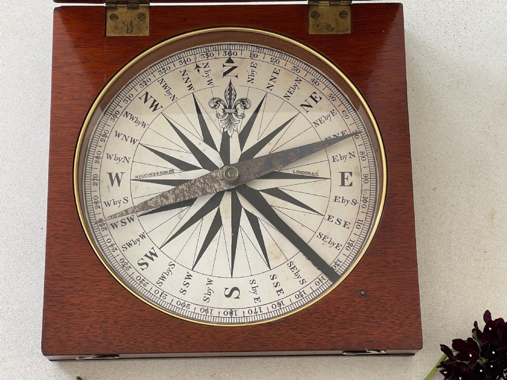 A Large Mahogany Cased Travelling Compass - approx 21cm w View V