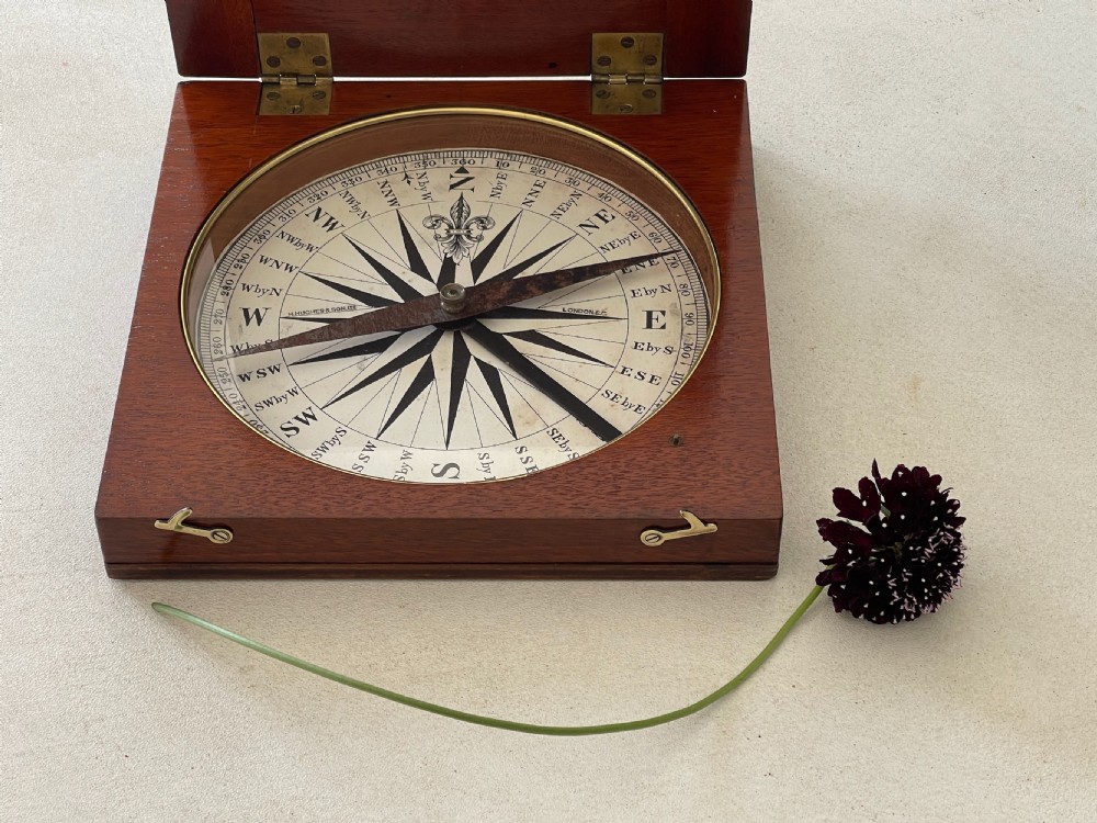 A Large Mahogany Cased Travelling Compass - approx 21cm w View VI