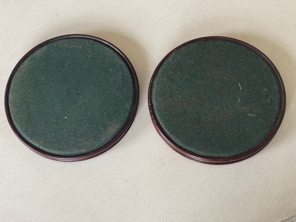 A Pair of Antique Mahogany Wine Coasters View III