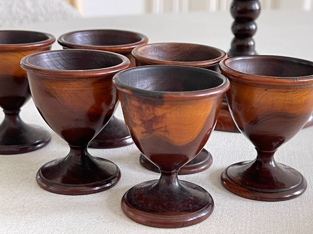 An Antique Yew Wood Egg & Salt Stand View III