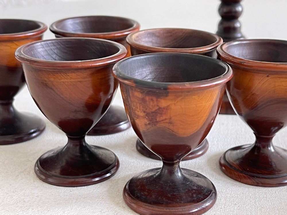An Antique Yew Wood Egg & Salt Stand View IV