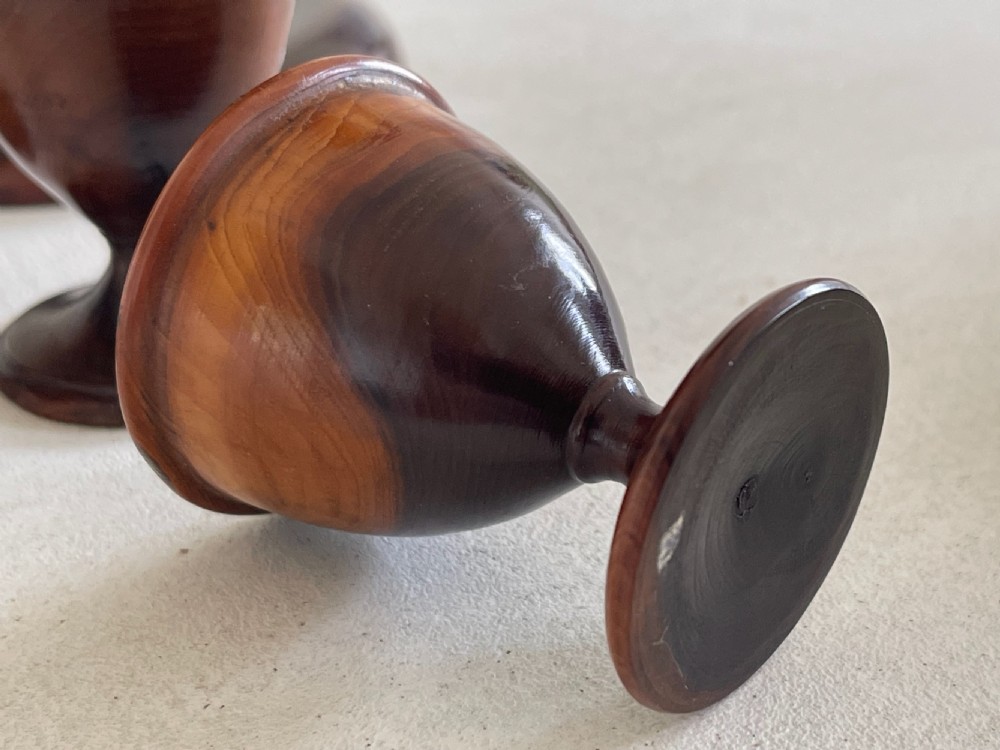 An Antique Yew Wood Egg & Salt Stand View V