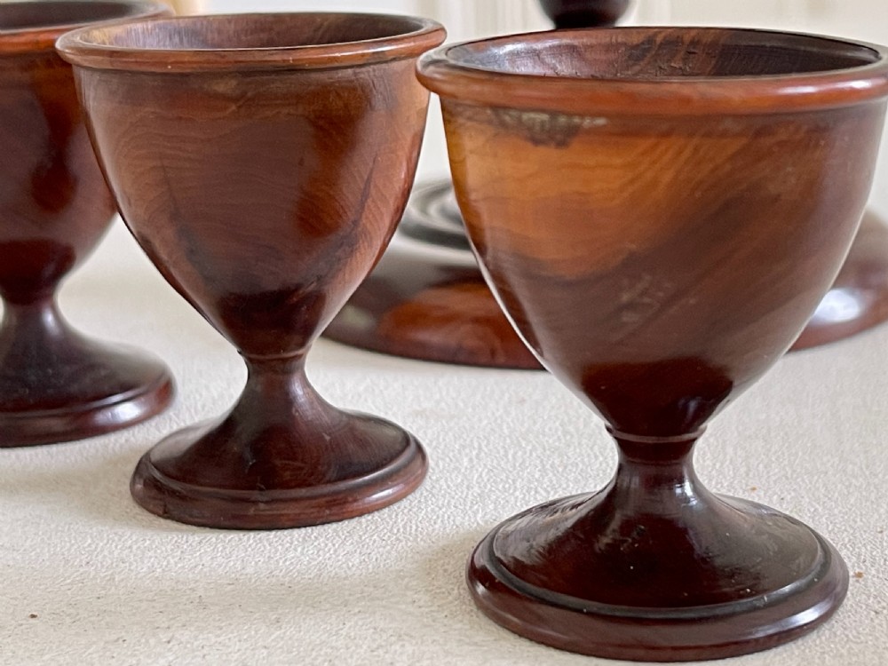 An Antique Yew Wood Egg & Salt Stand View VII