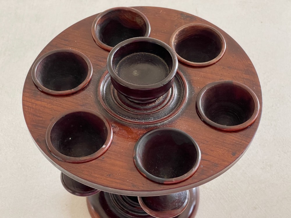 An Antique Yew Wood Egg & Salt Stand View VIII