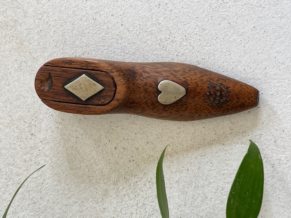 An Antique  Small Snuff Shoe - love token heart & Diamond View IV