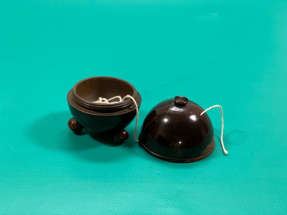 Antique Treen Spherical String Box View VI