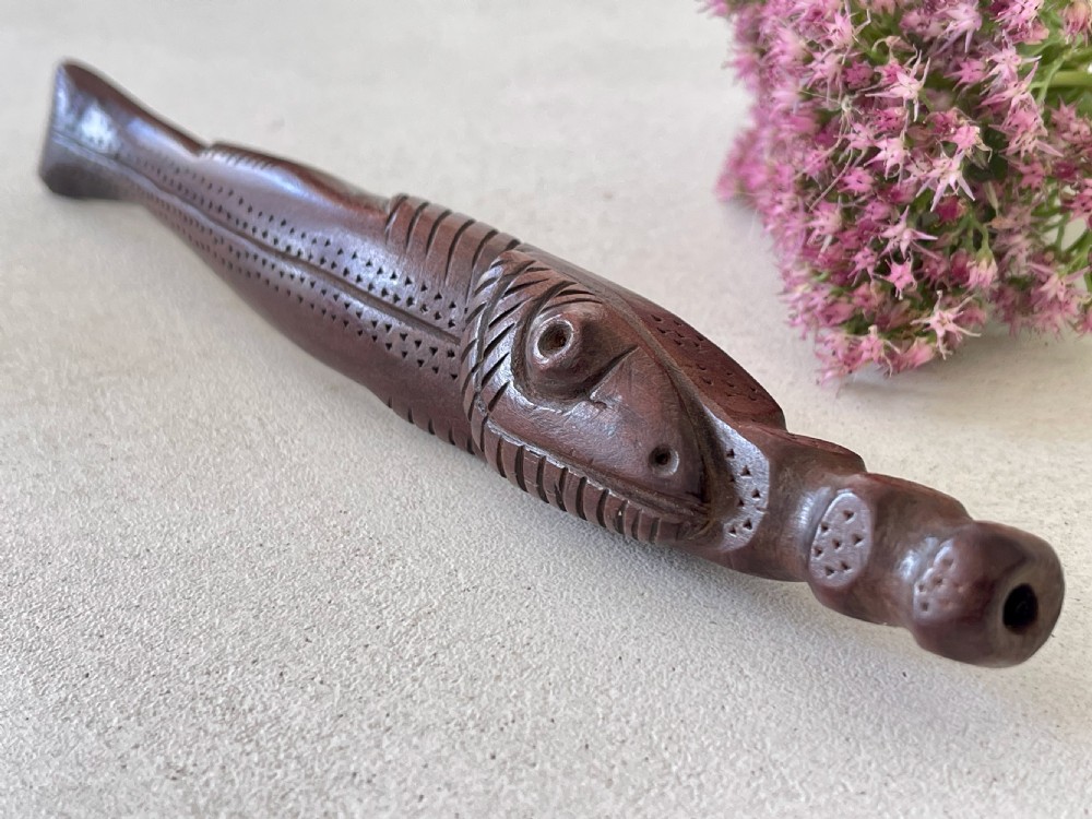 A Novelty Antique Treen Fish Shaped Knitting Sheath View II