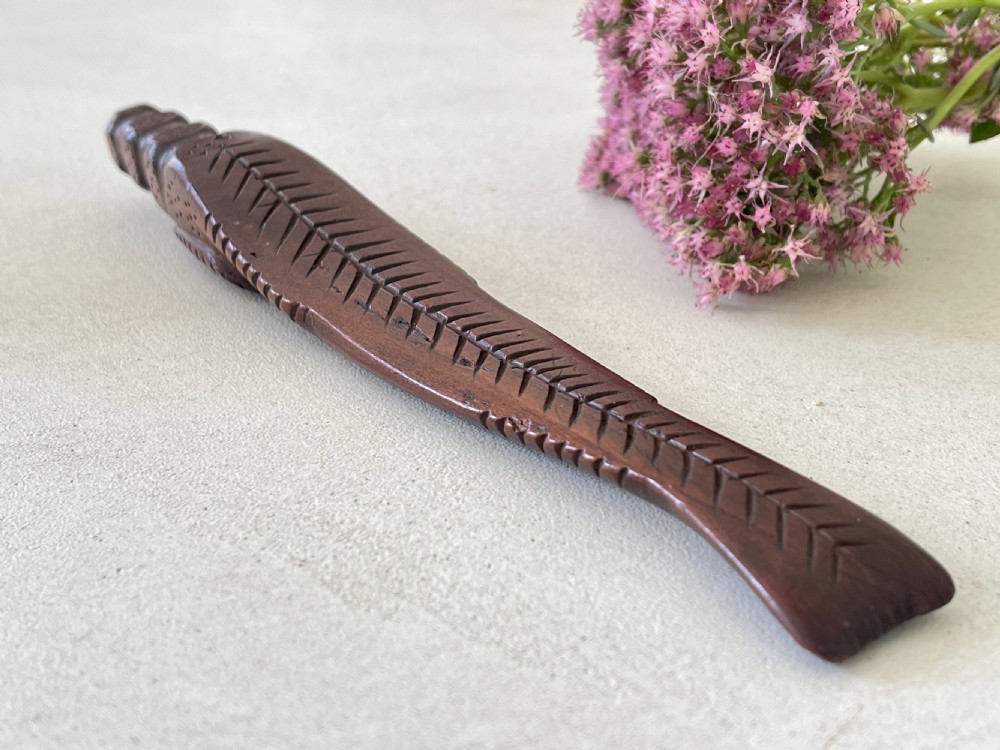 A Novelty Antique Treen Fish Shaped Knitting Sheath View III