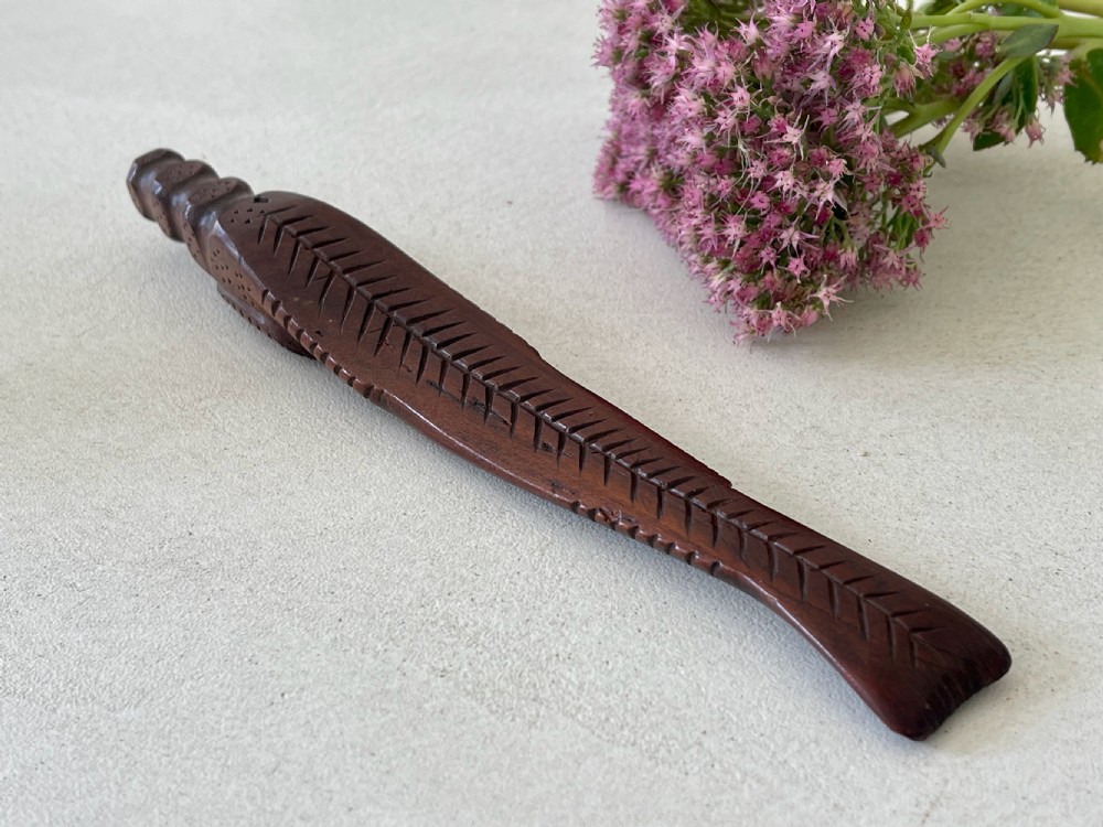 A Novelty Antique Treen Fish Shaped Knitting Sheath View IV