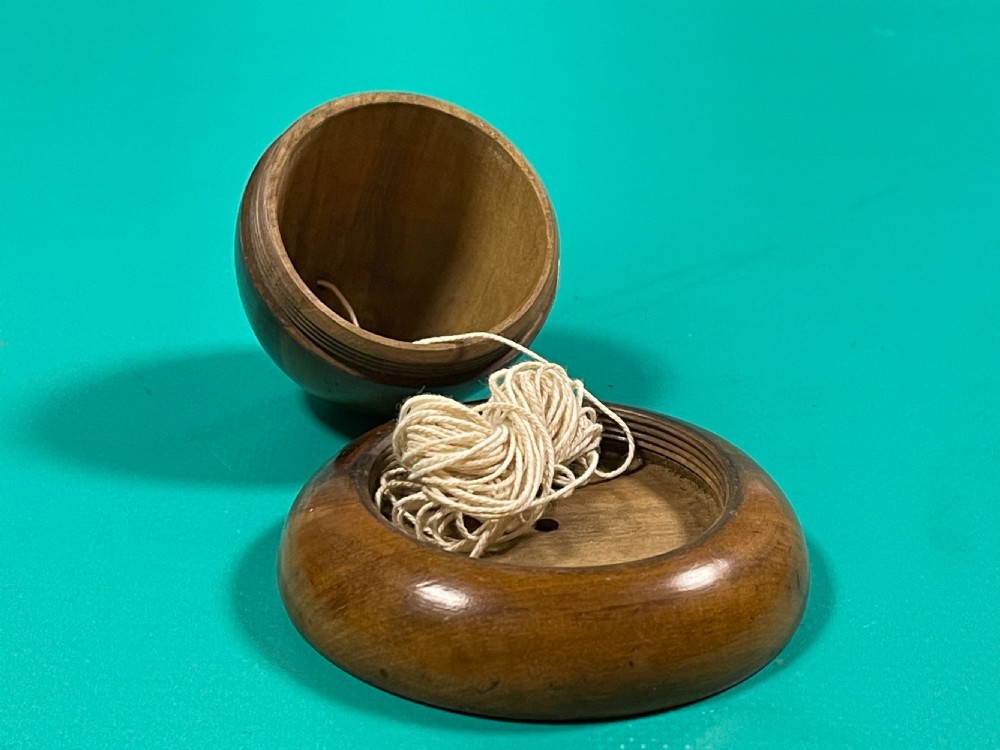 Antique Treen Bee Hive String Box View II